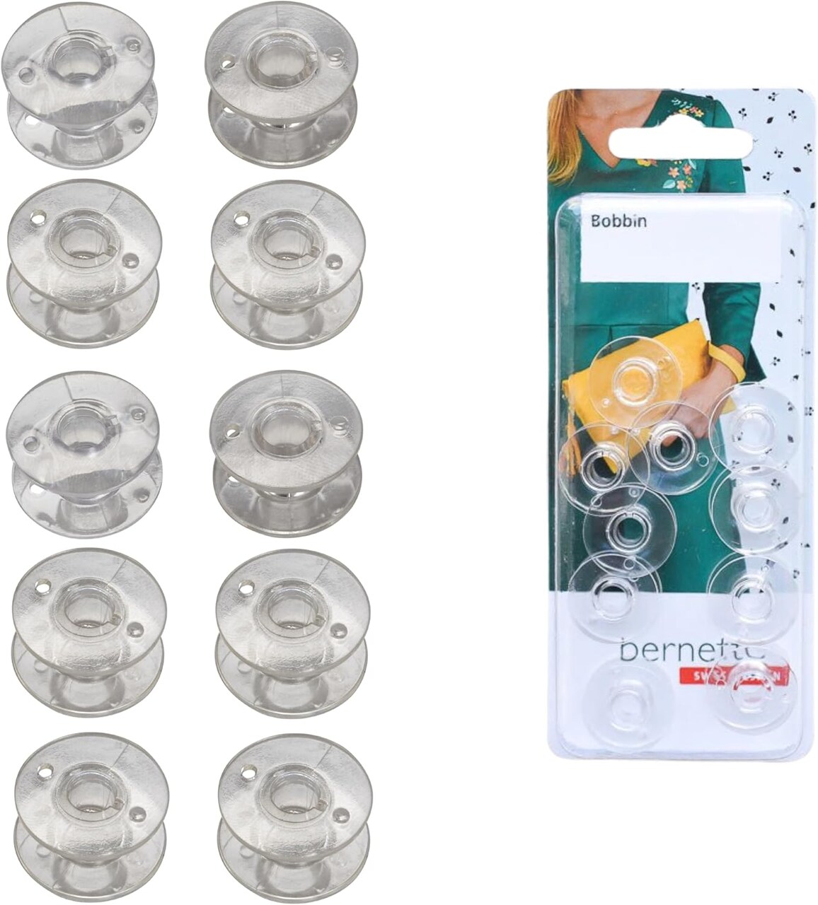 10-Pack of Bobbins – Compatible with Bernette Sewing & Embroidery Machines B79, B77, B70, B37, B38, B05 Academy, B05 Crafter & B79 Yaya Han – Durable Plastic Bobbins for Quilting and Sewing